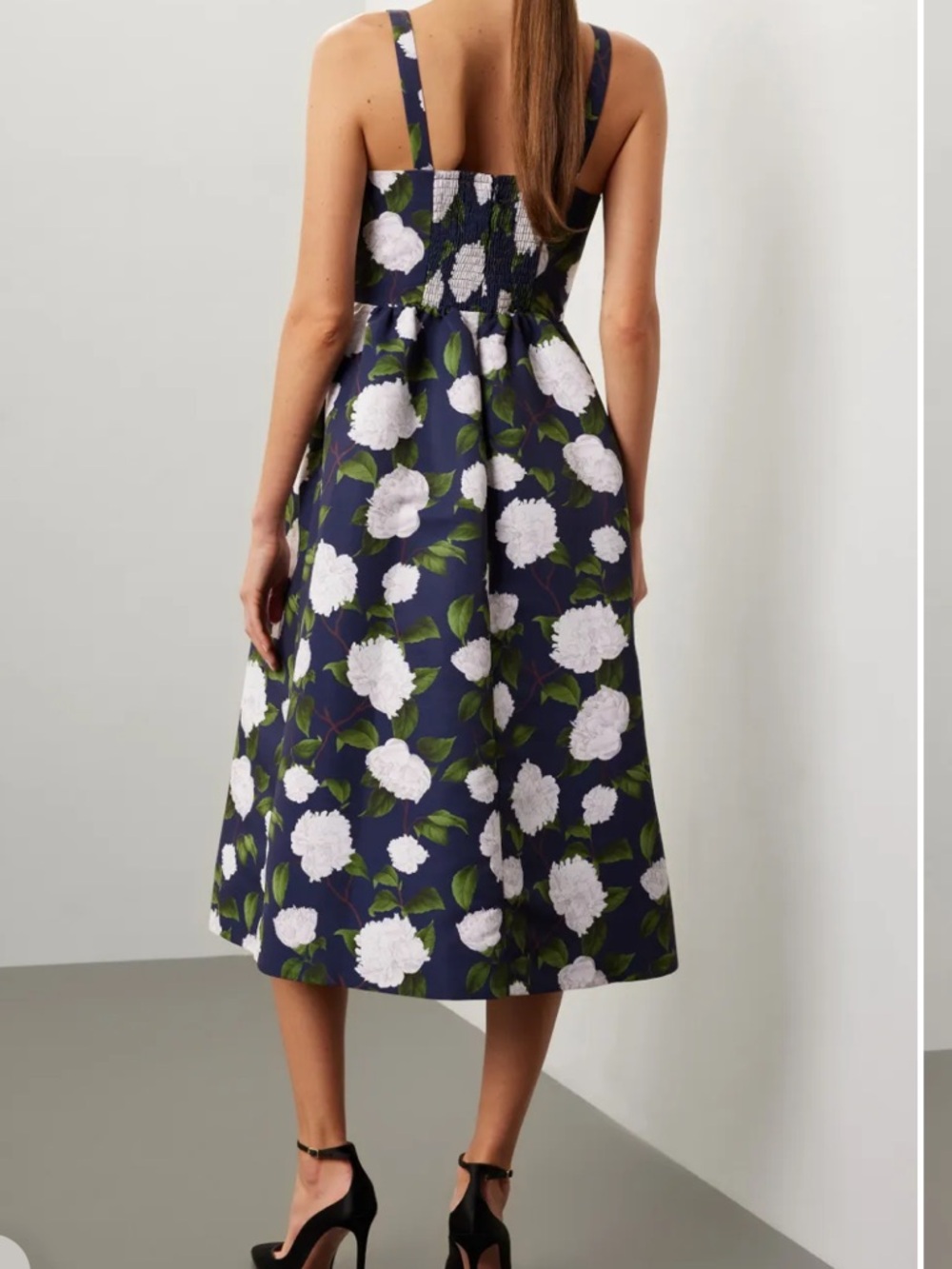 Sachin + Babi Navy Midi Dress with White Floral Print - Picture 2 of 7